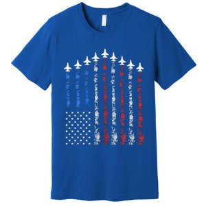 Fighter Jet Airplane Usa Flag 4th Of July Premium T-Shirt