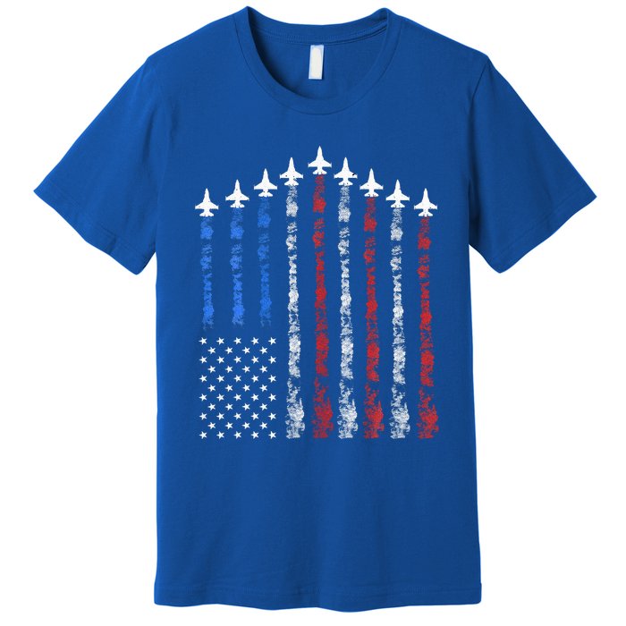 Fighter Jet Airplane Usa Flag 4th Of July Premium T-Shirt