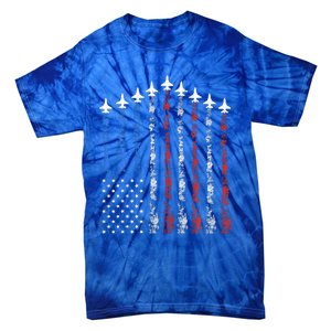 Fighter Jet Airplane Usa Flag 4th Of July Tie-Dye T-Shirt