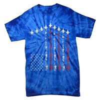 Fighter Jet Airplane Usa Flag 4th Of July Tie-Dye T-Shirt