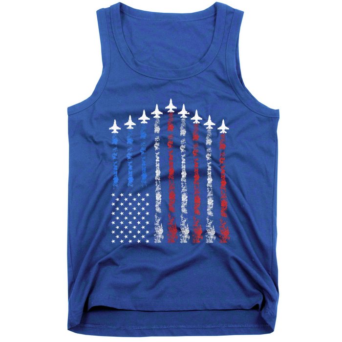 Fighter Jet Airplane Usa Flag 4th Of July Tank Top