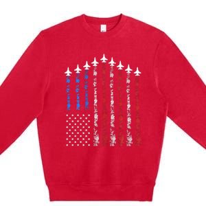 Fighter Jet Airplane Usa Flag 4th Of July Premium Crewneck Sweatshirt