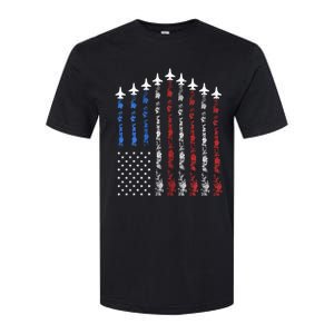 Fighter Jet Airplane Usa Flag 4th Of July Softstyle CVC T-Shirt