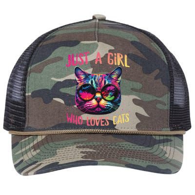 Funny Just A  Who Loves Cats - Colorful Cat Watercolor Graphic Retro Rope Trucker Hat Cap