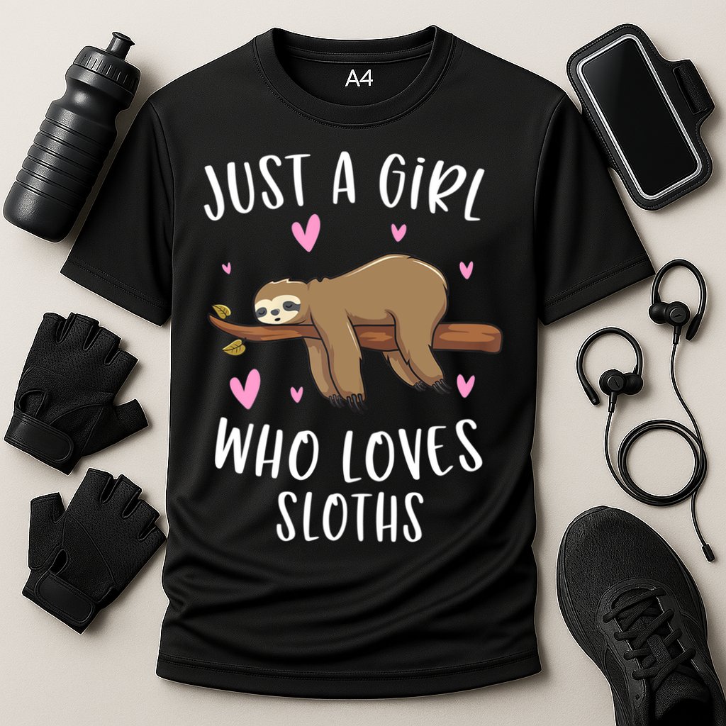 Funny Just A Girl Who Loves Sloths Gift Funny Sloth Gifts For Girls Gift Cooling Performance Crew T-Shirt