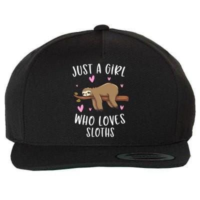 Funny Just A Girl Who Loves Sloths Gift Funny Sloth Gifts For Girls Gift Wool Snapback Cap