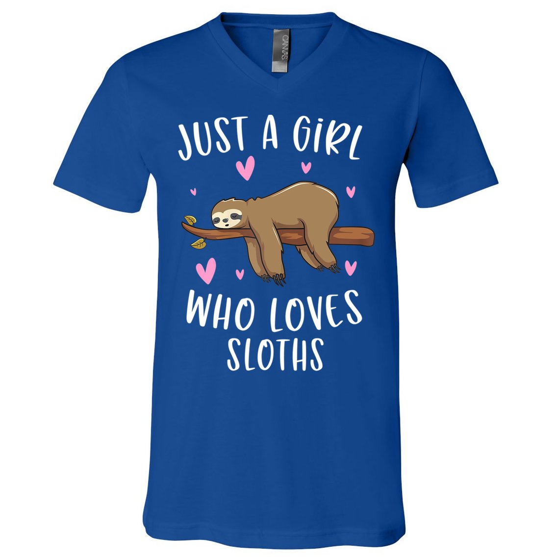 Funny Just A Girl Who Loves Sloths Gift Funny Sloth Gifts For Girls Gift V-Neck T-Shirt