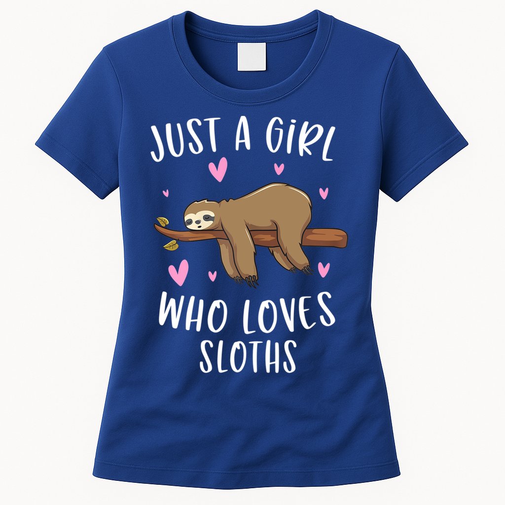 Funny Just A Girl Who Loves Sloths Gift Funny Sloth Gifts For Girls Gift Womens T-Shirt