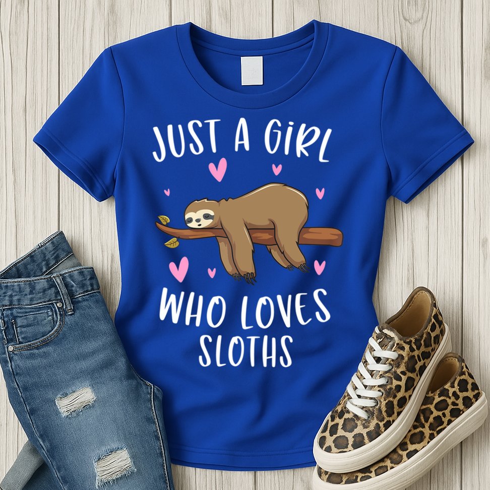 Funny Just A Girl Who Loves Sloths Gift Funny Sloth Gifts For Girls Gift Womens T-Shirt