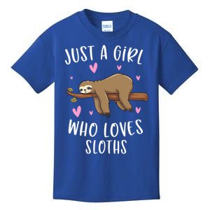 Funny Just A Girl Who Loves Sloths Gift Funny Sloth Gifts For Girls Gift Kids T-Shirt