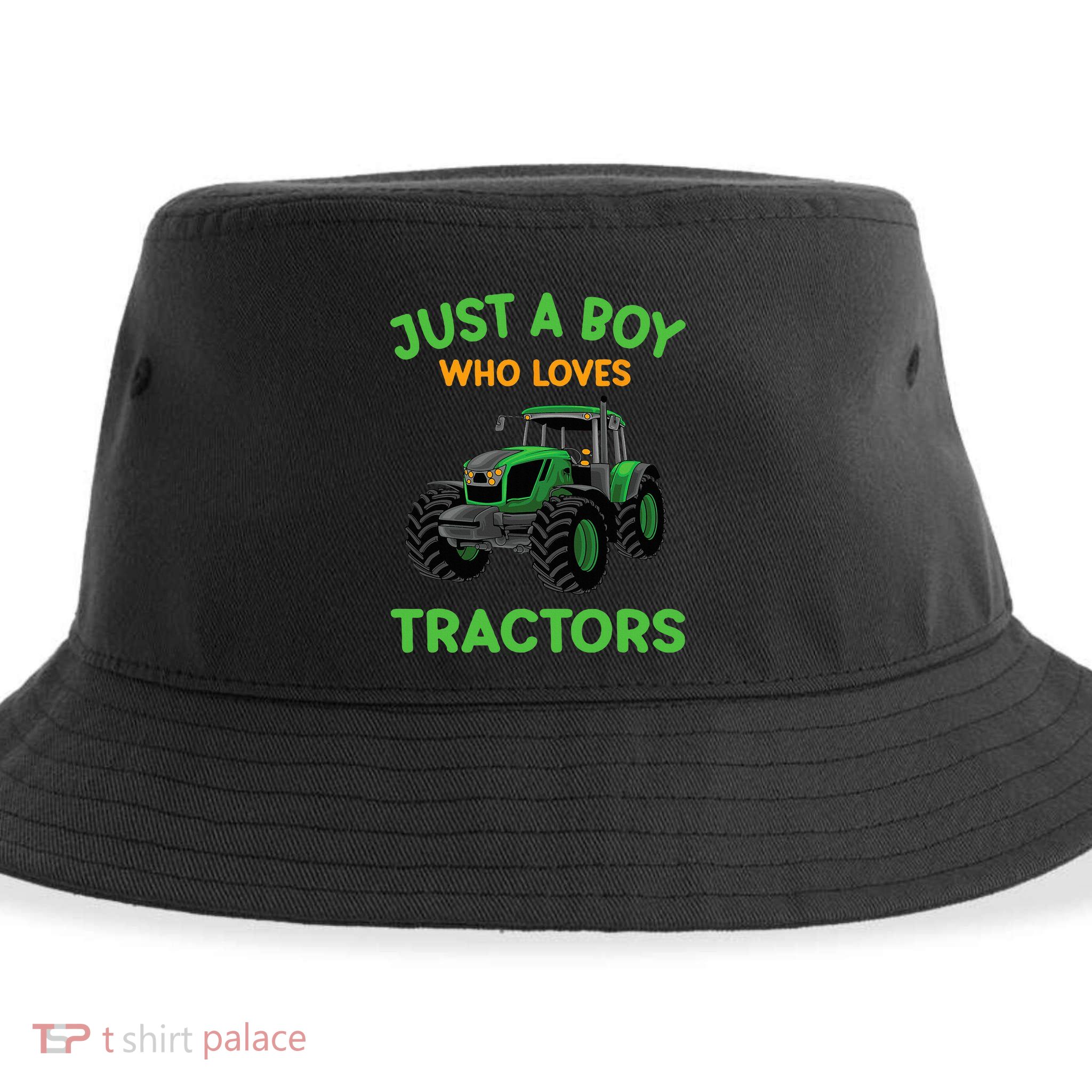 Funny Just A Who Loves Tractors Funny Farmer Sustainable Bucket Hat