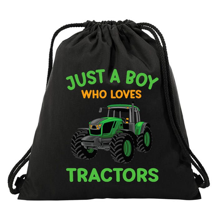Funny Just A Who Loves Tractors Funny Farmer Drawstring Bag