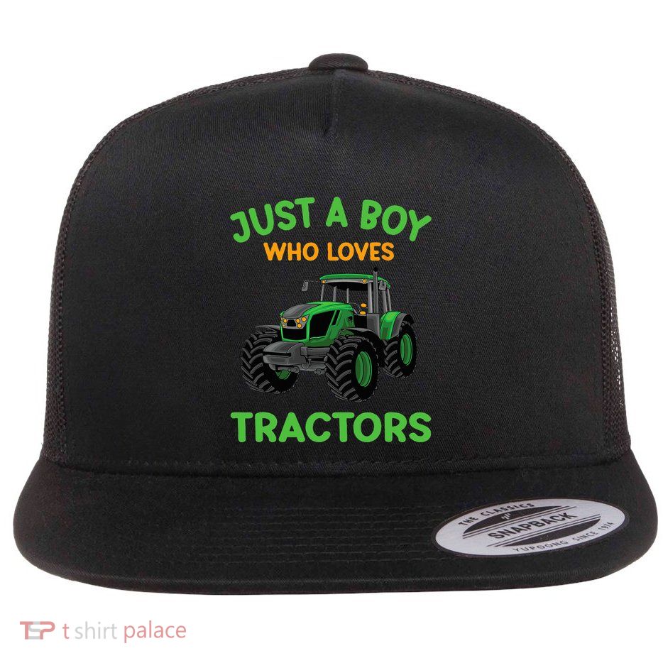 Funny Just A Who Loves Tractors Funny Farmer Flatbill Hat