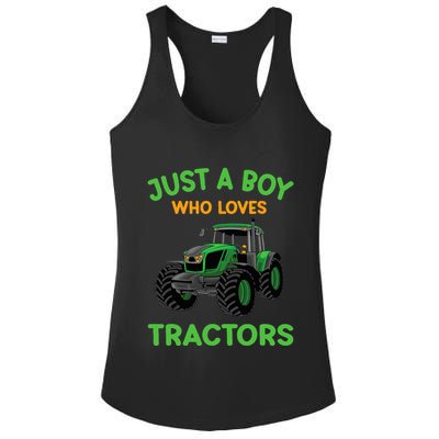 Funny Just A Who Loves Tractors Funny Farmer Ladies PosiCharge Competitor Racerback Tank