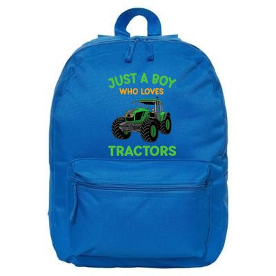 Funny Just A Who Loves Tractors Funny Farmer 16 in Basic Backpack