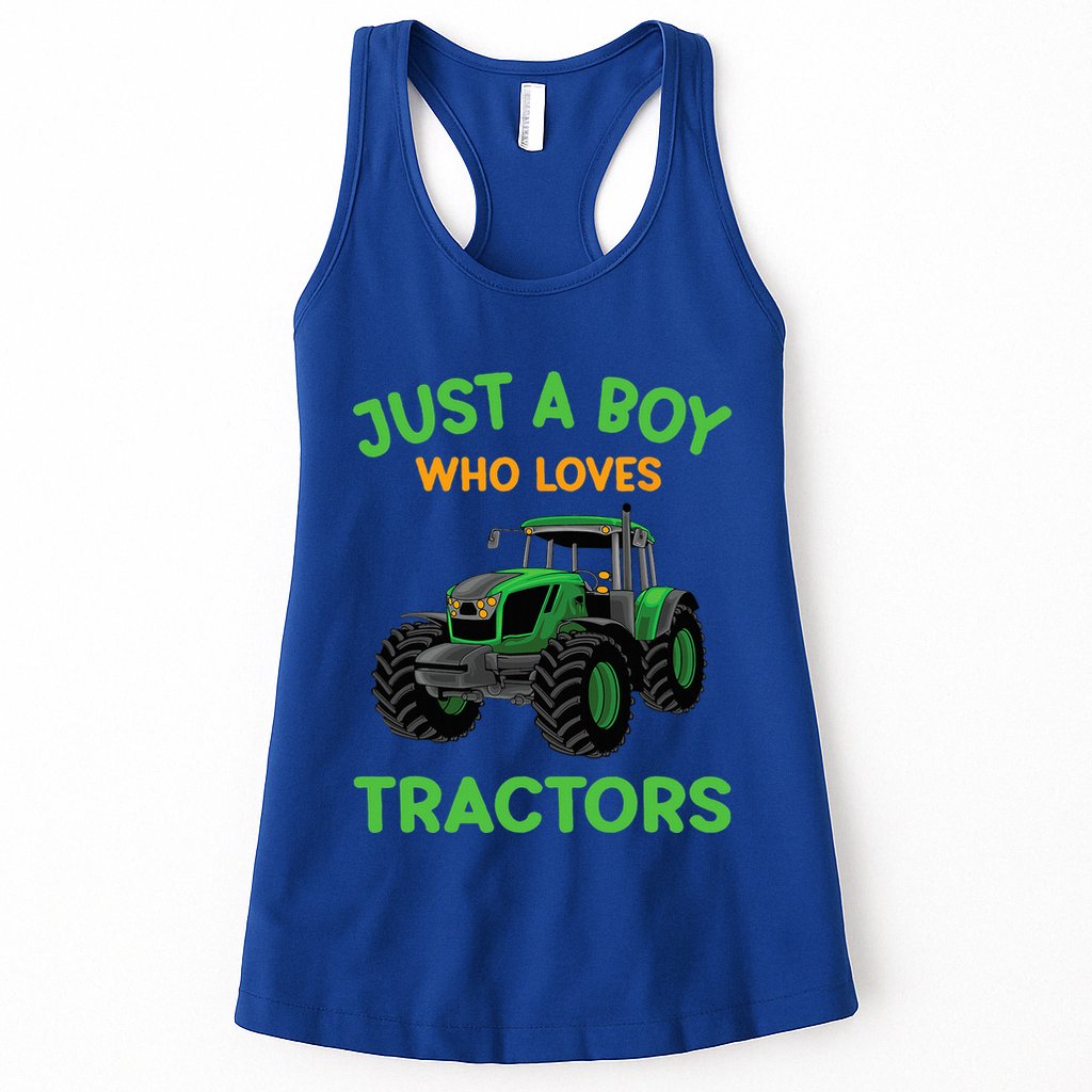 Funny Just A Who Loves Tractors Funny Farmer Womens Tank Top