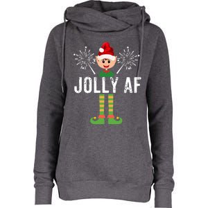 Funny Jolly Af Cute Christmas Elf Santa Hat And Meaningful Gift Womens Funnel Neck Pullover Hood