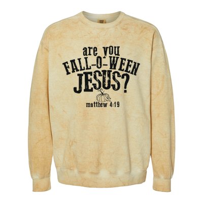 Fall Jesus Are You Falloween Jesus Matthew 4;15 Colorblast Crewneck Sweatshirt