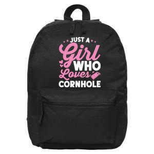 Funny Just A Girl Who Loves Cornhole Bean Bag Toss 16 in Basic Backpack