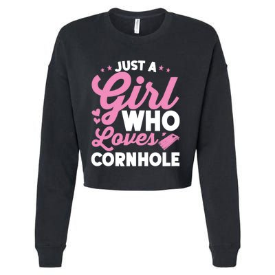 Funny Just A Girl Who Loves Cornhole Bean Bag Toss Cropped Pullover Crew