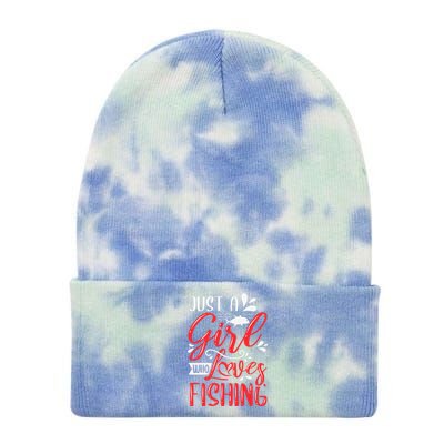 Funny Just A Who Loves Fishing Tie Dye 12in Knit Beanie