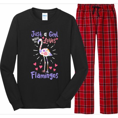 Flamingo Just A Girl Who Loves Flamingos Gift Meaningful Gift Long Sleeve Pajama Set