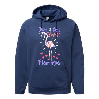 Flamingo Just A Girl Who Loves Flamingos Gift Meaningful Gift Performance Fleece Hoodie