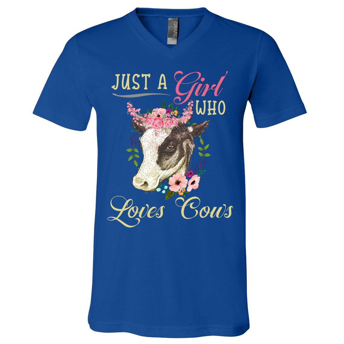 Funny Just A Girl Who Loves Cows Girls And Cow Owners Great Gift V-Neck T-Shirt