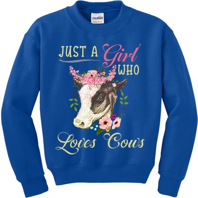 Funny Just A Girl Who Loves Cows Girls And Cow Owners Great Gift Kids Sweatshirt