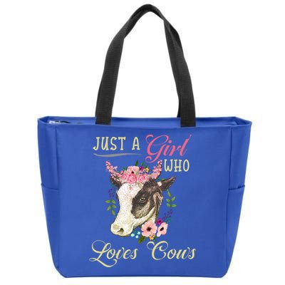 Funny Just A Girl Who Loves Cows Girls And Cow Owners Great Gift Zip Tote Bag