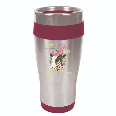 Funny Just A Girl Who Loves Cows Girls And Cow Owners Great Gift 16oz Travel Tumbler