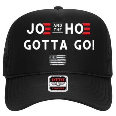 Funny Joe And The Hoe Gotta Go! American Flag High Crown Mesh Back Trucker Hat