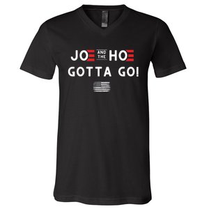 Funny Joe And The Hoe Gotta Go! American Flag V-Neck T-Shirt