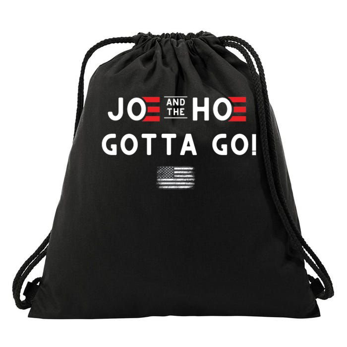 Funny Joe And The Hoe Gotta Go! American Flag Drawstring Bag