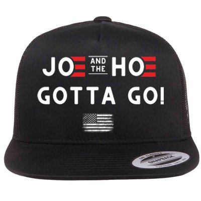 Funny Joe And The Hoe Gotta Go! American Flag Flat Bill Trucker Hat