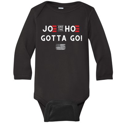 Funny Joe And The Hoe Gotta Go! American Flag Baby Long Sleeve Bodysuit