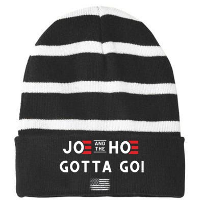 Funny Joe And The Hoe Gotta Go! American Flag Striped Beanie with Solid Band