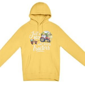 Farm Just A Who Loves Tractors Farmer Cool Gift Premium Pullover Hoodie