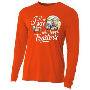 Farm Just A Who Loves Tractors Farmer Cool Gift Cooling Performance Long Sleeve Crew