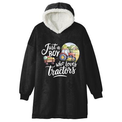 Farm Just A Who Loves Tractors Farmer Cool Gift Hooded Wearable Blanket