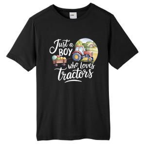 Farm Just A Who Loves Tractors Farmer Cool Gift Tall Fusion ChromaSoft Performance T-Shirt