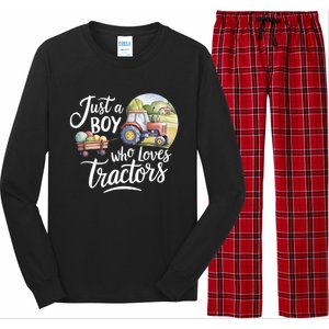 Farm Just A Who Loves Tractors Farmer Cool Gift Long Sleeve Pajama Set