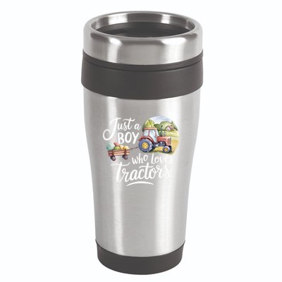 Farm Just A Who Loves Tractors Farmer Cool Gift 16oz Travel Tumbler