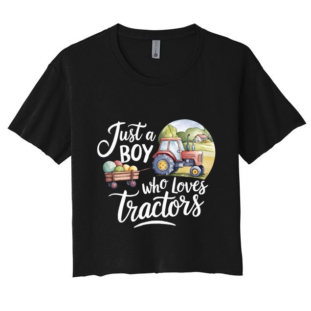 Farm Just A Who Loves Tractors Farmer Cool Gift Crop Top