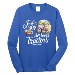 Farm Just A Who Loves Tractors Farmer Cool Gift Long Sleeve Shirt