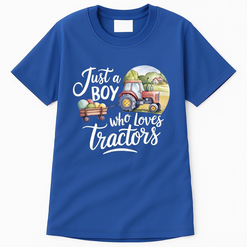 Farm Just A Who Loves Tractors Farmer Cool Gift Tall T-Shirt