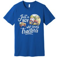 Farm Just A Who Loves Tractors Farmer Cool Gift Premium T-Shirt