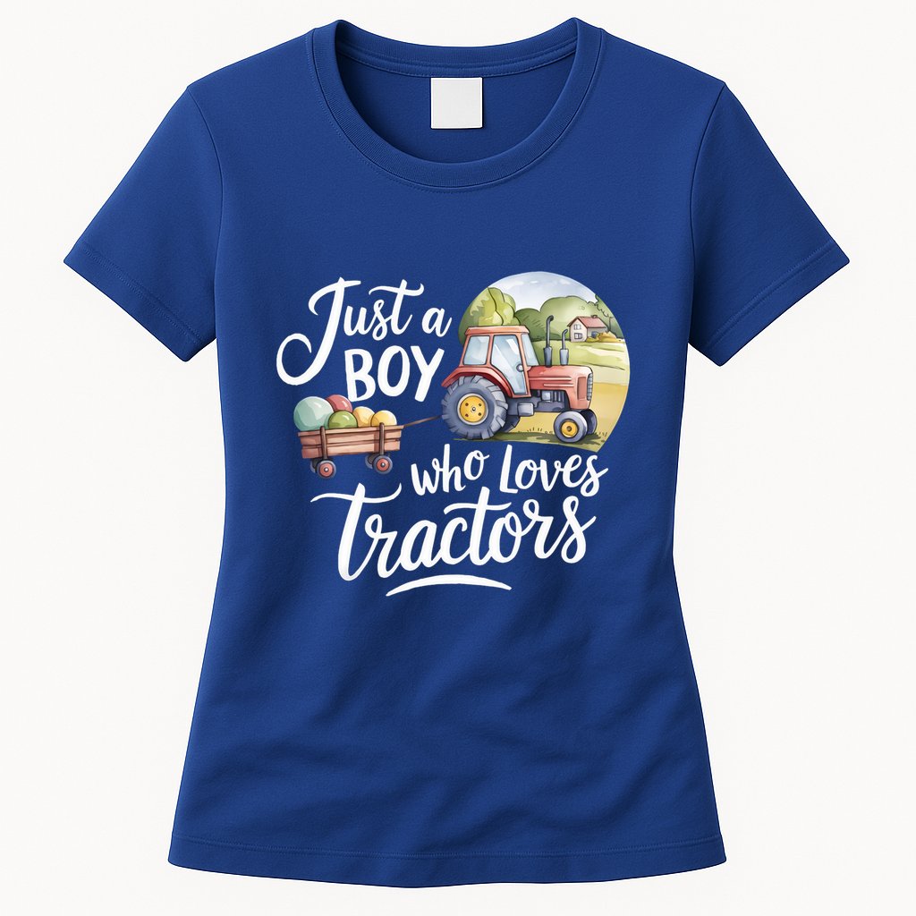 Farm Just A Who Loves Tractors Farmer Cool Gift Womens T-Shirt
