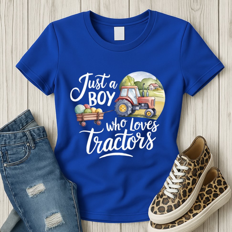 Farm Just A Who Loves Tractors Farmer Cool Gift Womens T-Shirt