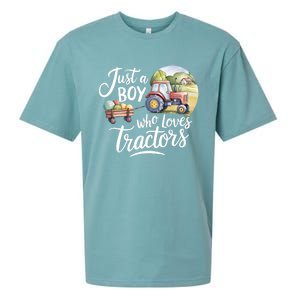 Farm Just A Who Loves Tractors Farmer Cool Gift Sueded Cloud Jersey T-Shirt